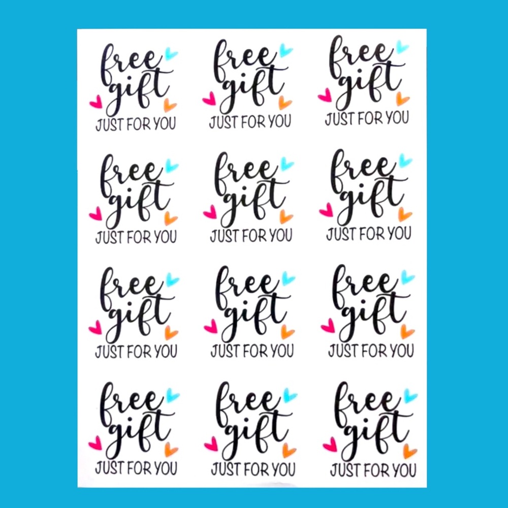 (28) Four Sticker Sheets “Free Gift Just for You”  (12 per sheet = 48pcs)